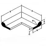 Diagram of Flat Outside Bulb 90 Degree Corner Rubber Gate Seals