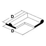 Diagram 2 of a Center Dome Style 3 transitional to a flat outside bulb 90 degree corner rubber gate seals